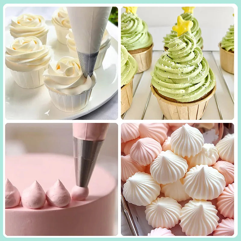 8pcs Piping Nozzles Set, Stainless Steel Icing Nozzles, Cream Cake Piping Tips For Dessert Biscuit Cup Cake, Kitchen Accessories