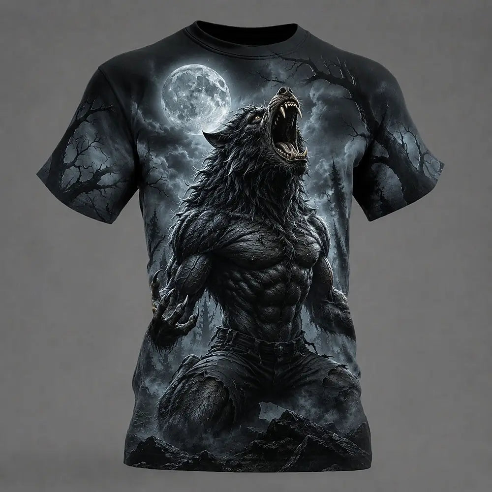 Multi-color Camo Wolf Skull 3D Print Men T Shirt Short Sleeve Crew Neck Outdoor Gothic Casual Summer Streetwear Tee