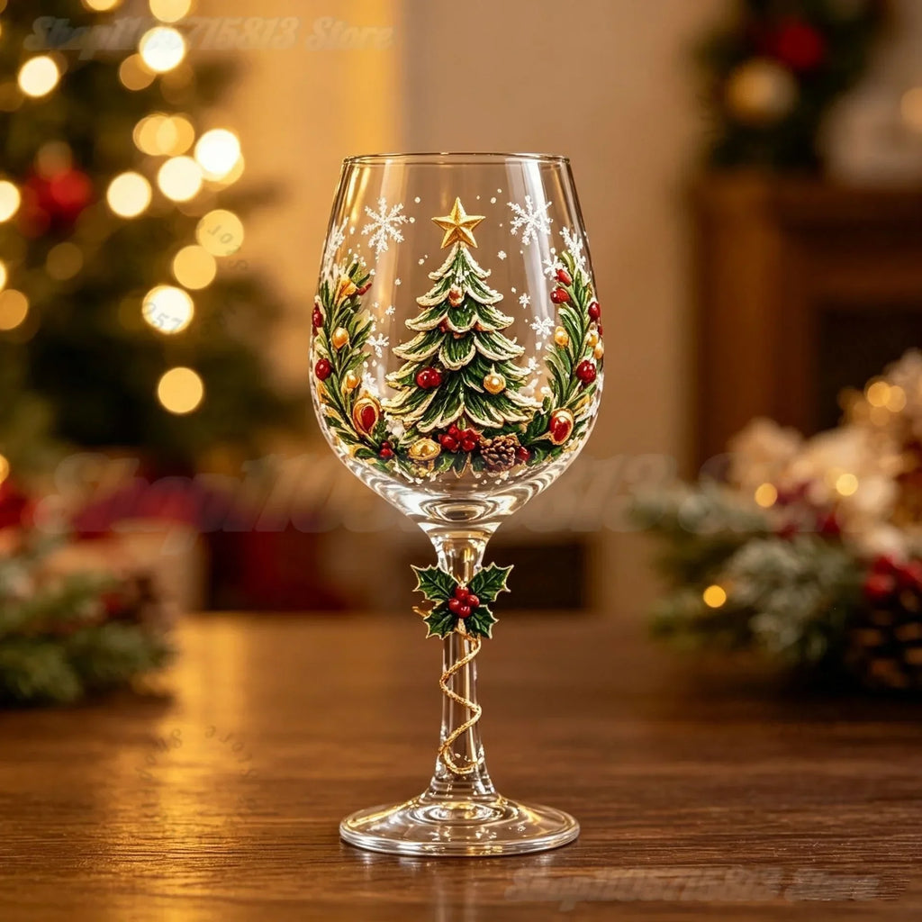 6Pcs Christmas Wine Glasses Set in Gift Box Santa Snowman Reindeer Goblet Holiday Table Drinkware New Year Party Decor Supplies
