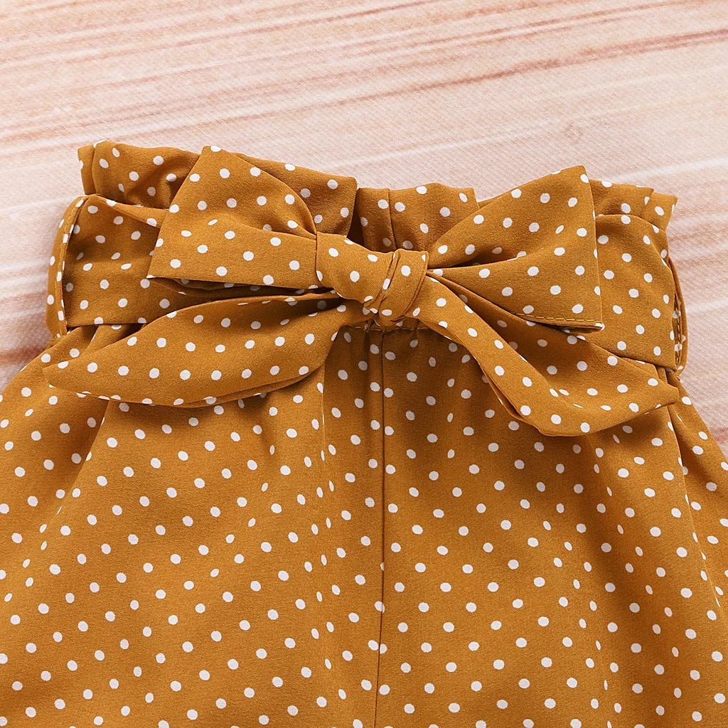 0-18 Month Newborn Baby Girl Clothes Set Romper Top+Polka Dot Shorts with Bow+Headband 3PCS Casual Outfits for Toddler Girl