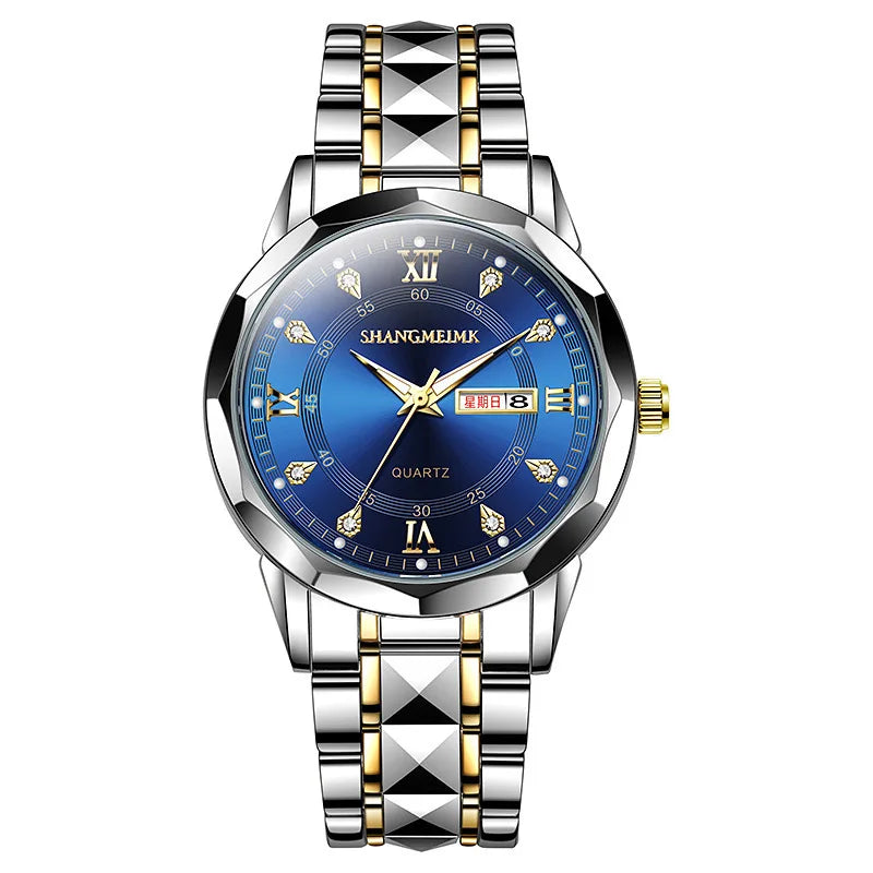 New Fashion Watch Men's Watch Night Light Dual Calendar Steel Strip Quartz Watch Men's Watch