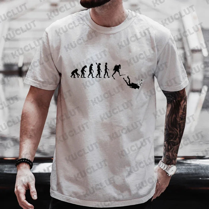 Diver 200 Bar Funny T Shirts Men Summer Harajuku Shirts Short Sleeve Streetwear Tops Oversized Clothing Scuba Diving Men Clothes