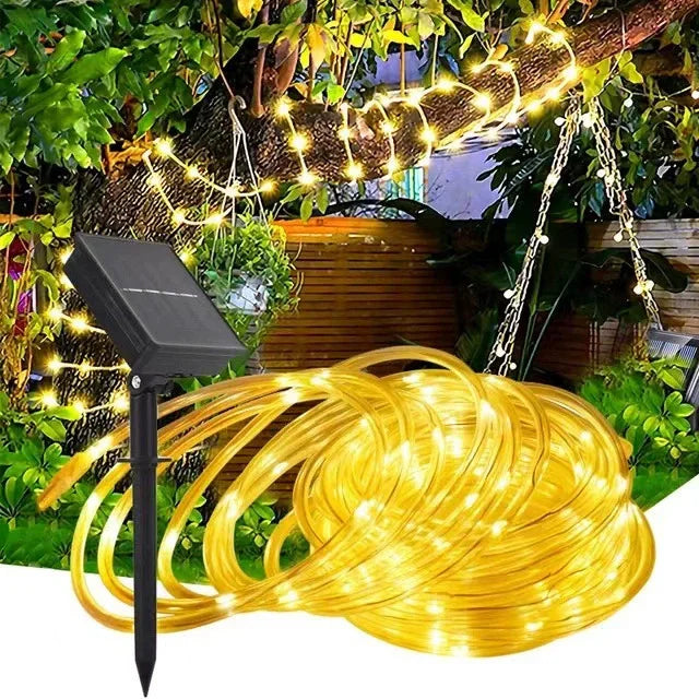 LED Solar Rope Tube Strip Light Outdoor Waterproof Fairy Light Strings Christmas Decor for Garden Lawn Tree Yard Fence Pathway