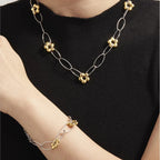 Stainless Steel Chain Necklace Bracelet For Women 18k Gold Plated Waterproof Non Tarnish Women's Bracelets Necklaces Jewelry Set