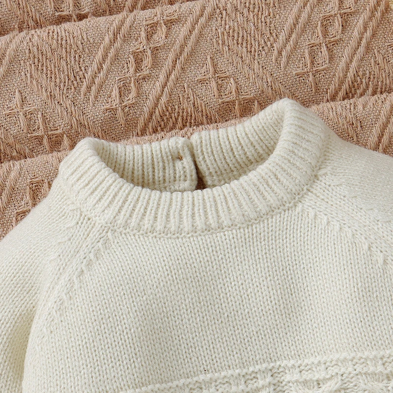 Newborn Baby Romper Long Sleeve Knit Infant Boy Girl Jumpsuit Fashion Solid Overalls Toddler Clothes 0-9M Foot Wrapped Warm Fall