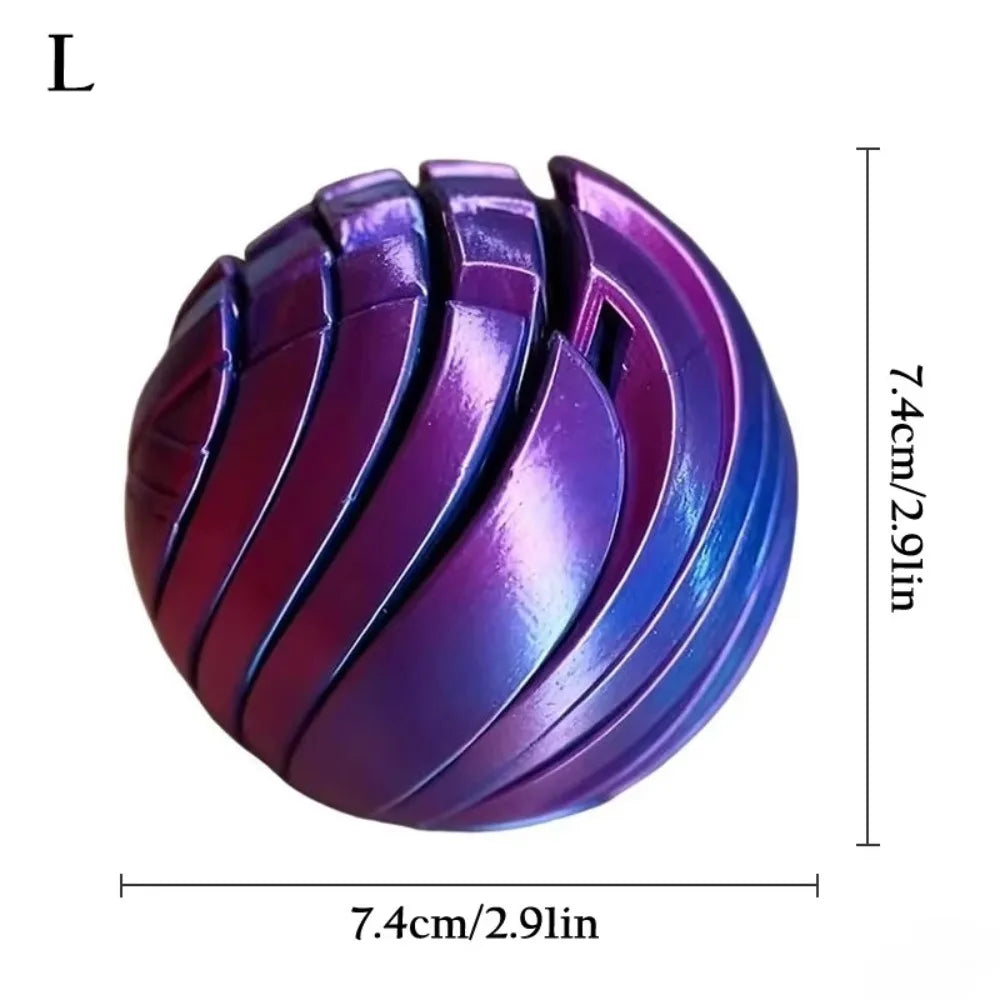 3D Printed Slime Ball Fidget Toy with Gear Design Liquid Flow Twistsphere Anxiety Relief Stress Relief Rotating Ball