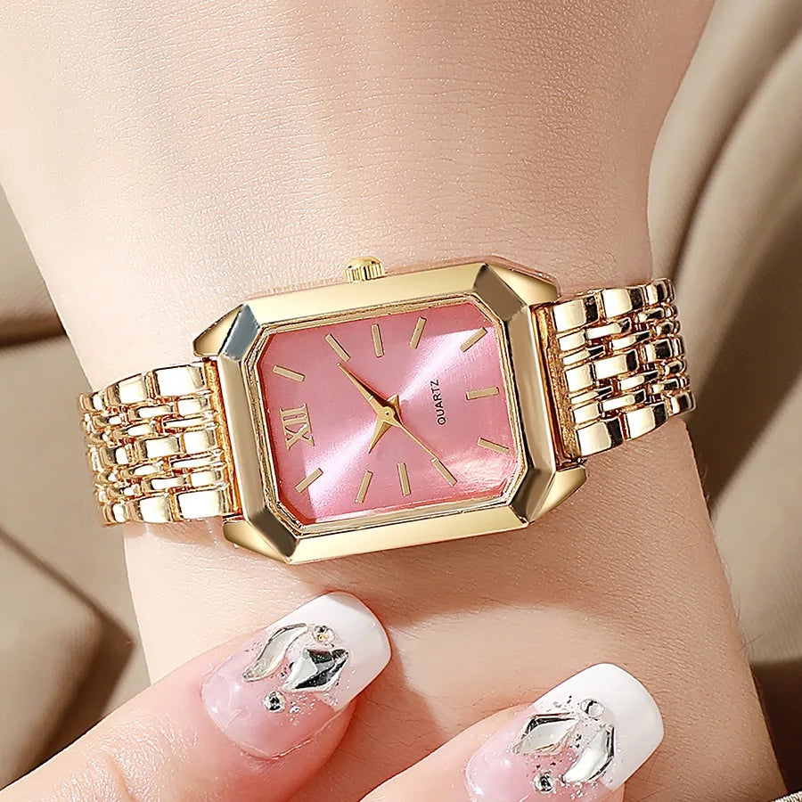2pcs/set Luxury Women's Quartz Watch with LOVE Bracelet Watch Set Fashion Alloy Band Business Ladies Watches Female Clock Gifts