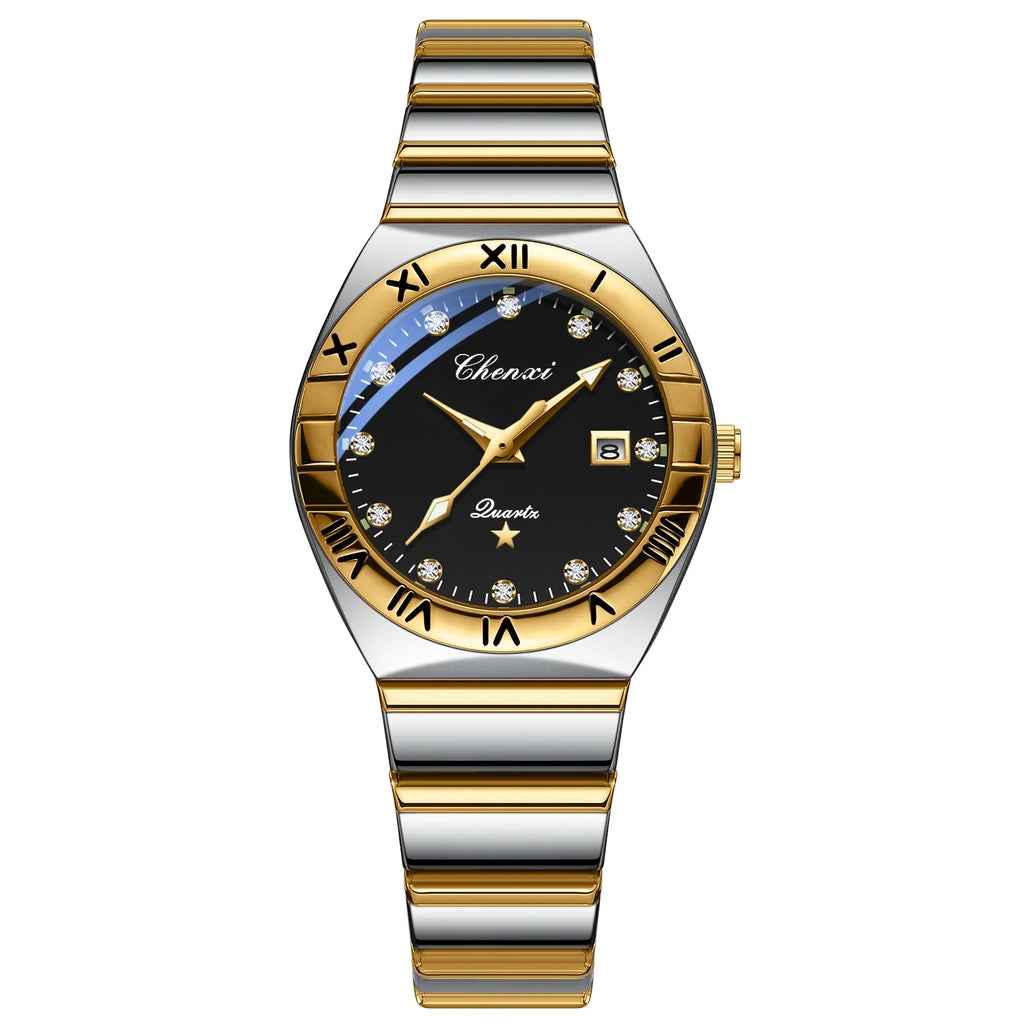CHENXI Men's Watch Fashion Luxury Waterproof Couple Lovers Quartz Wristwatches Luminous Steel Strap Clock Relogio Masculino