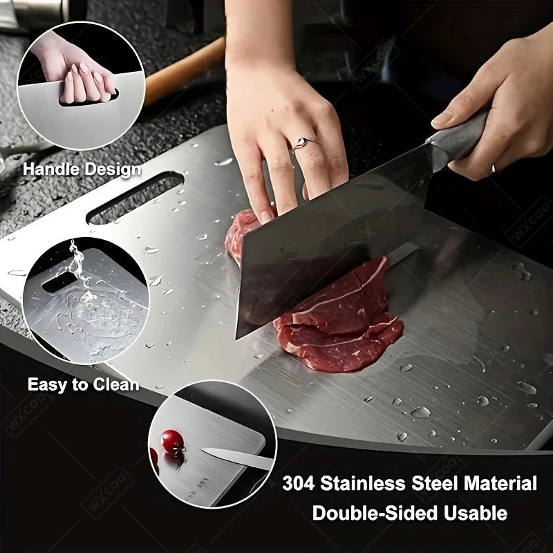 WXCOO 5 Sizes Household Kitchen Boards Thickened Stainless Steel Cutting Board Kitchen Fruit Vegetable Kneading Dough Board