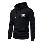 2025 New Spring and Autumn Europe men DC letters printed casual large pocket hoodie jumper small plaid jacquard plus size