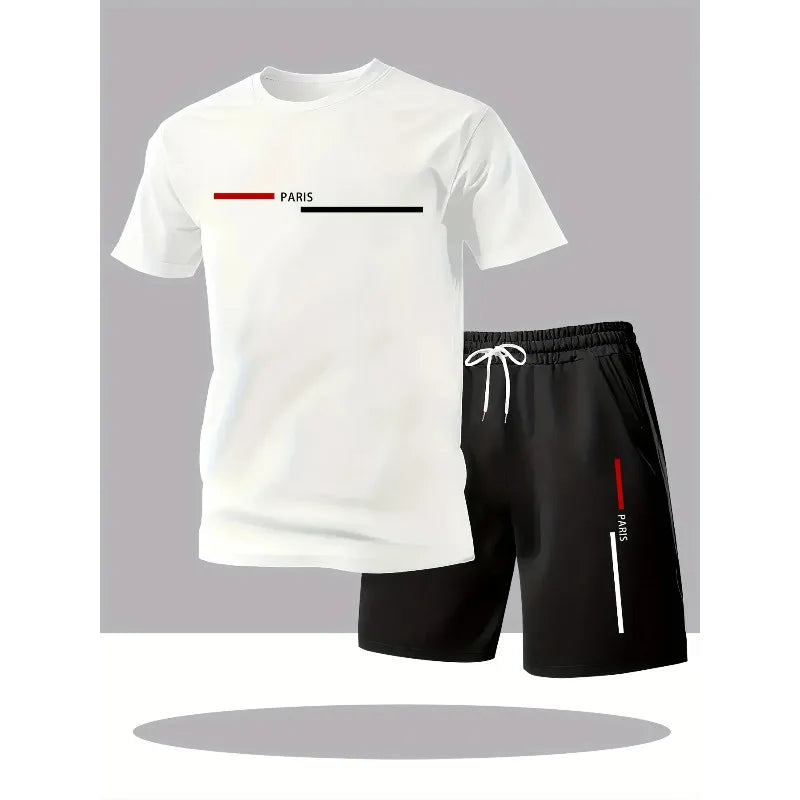 New men's sportswear set casual shorts and T-shirt set breathable modern two suitable for outdoor activities Men's clearance