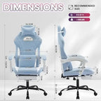 Gaming Chair with Footrest and Massage Lumbar Support, Ergonomic Computer Gamer Chair, Office Video Game Chairs (Cyan
