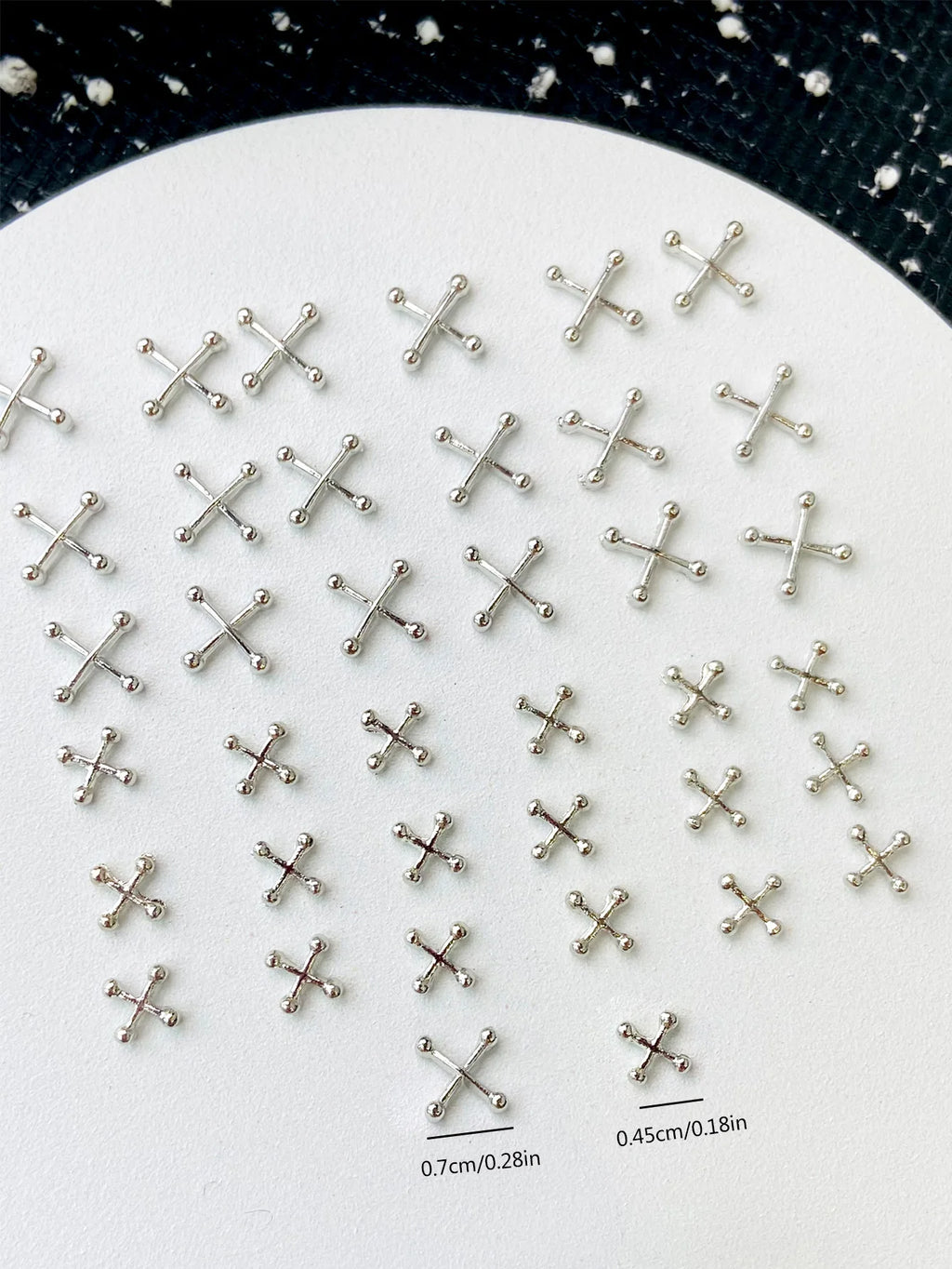 50PCS Mixed Size 3D Punk Silver Cross Metal Parts Manicure Accessoire Nail Decoration Alloy Retro Cross Nails Art Charms