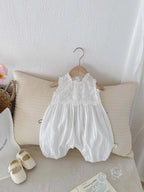 Korean Style Newborn Clothes Baby Girl Jumpsuit Hollowed Floral Sleeveless Infant Girl Bodysuit 0-24 Months