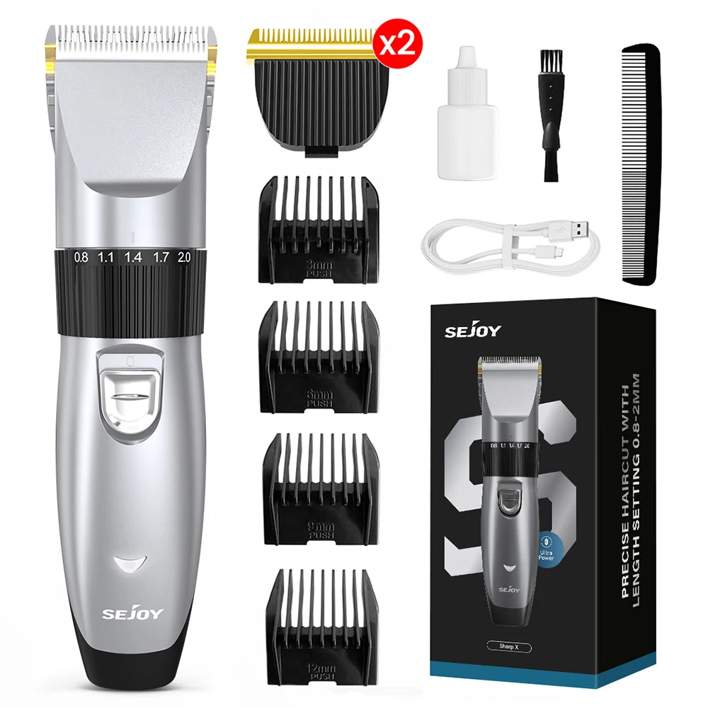 Sejoy Electric Hair Clippers Men Professional kit USB Rechargeable Men's Barber Hair Cutting Machine Beard Trimmer For Men Kids