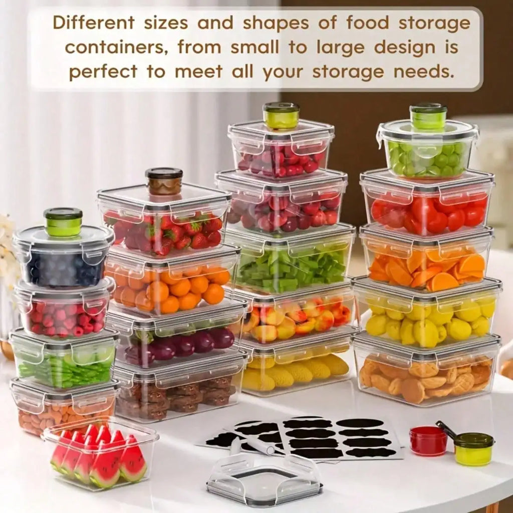 40 Pcs Food Storage Containers With Airtight Lids Modern Clear Plastic Meal Prep Lunch Boxes Leakproof Stackable Container Set For Meal Prep Leftovers Kitchen Pantry Refrigerator Organization Housewarming Gift