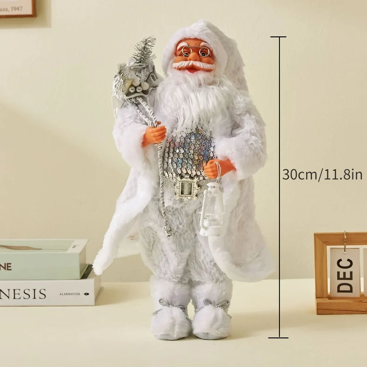Blue and white Santa Claus, Christmas gifts New Year gifts Birthday gifts, home furnishings, window decorations