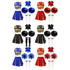 5Pcs Kids Girls Halloween Cheerleader Costume Outfit Uniform Set Cheerleading Dance Dress with Socks Pompom for Role Play Party