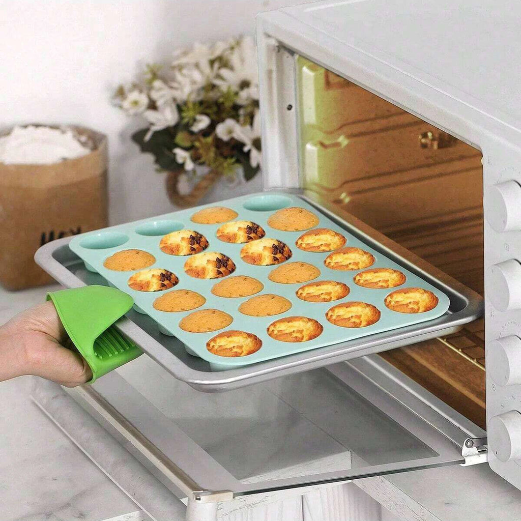 24-Hole Cake Mold Silicone Soap Cookies Cupcake Bakeware Pan Tray Mould Home Mini Muffin Cup 3D Non-stick Jelly&Candy Mold