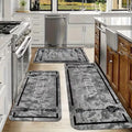Modern Kitchen Rug Set, Carpet with Marble Texture Pattern, Hallway Rug, Suitable for Bedroom, Living Room, Dining Room, Kitchen