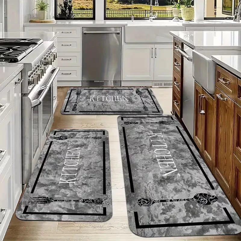 Modern Kitchen Rug Set, Carpet with Marble Texture Pattern, Hallway Rug, Suitable for Bedroom, Living Room, Dining Room, Kitchen