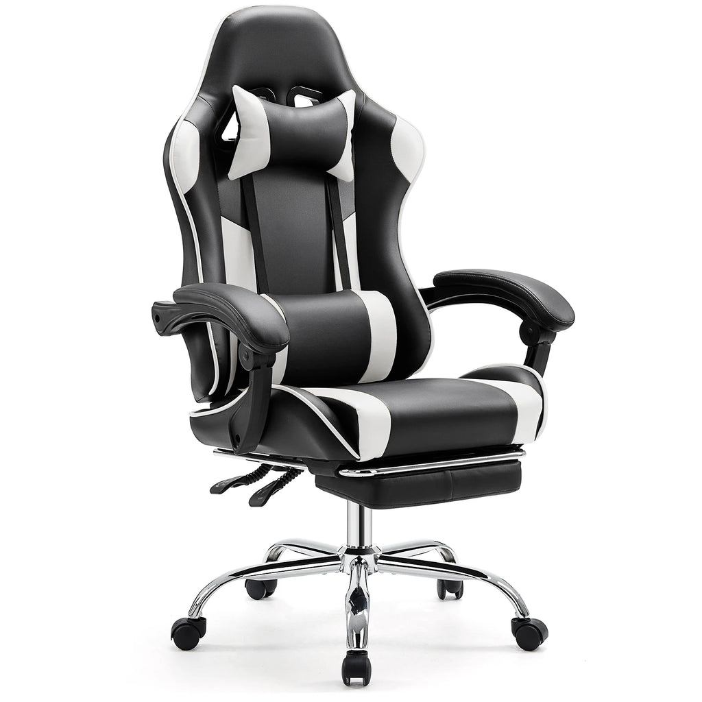 MCQ Gaming Chair Video Game Desk Ergonomic Office Chair with Footrest and Lumbar Support Height Adjustable with 360° Swivel