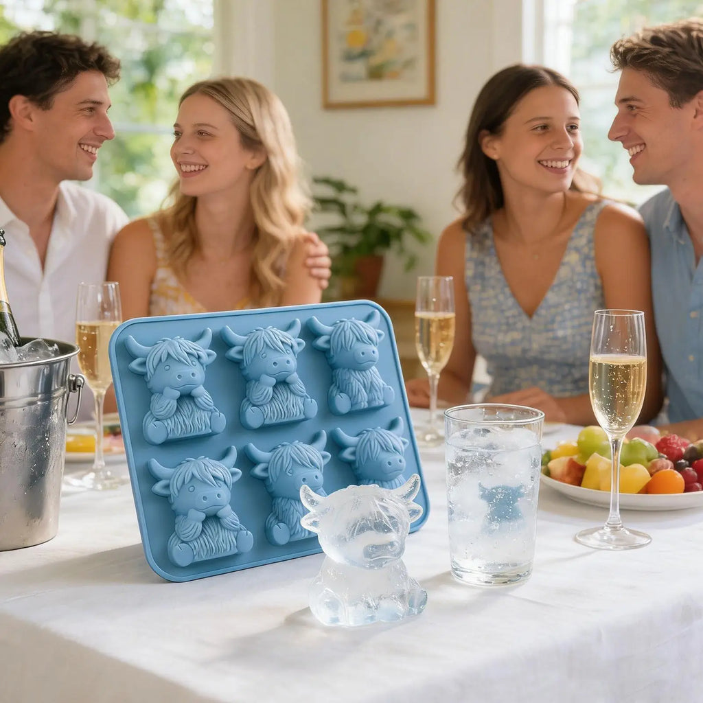 3D Highland Cow Ice Silicone Mold with 6 Cavity For DIY Whiskey Cocktails Beer Drinks For Home Kitchens Bars Jelly Tools