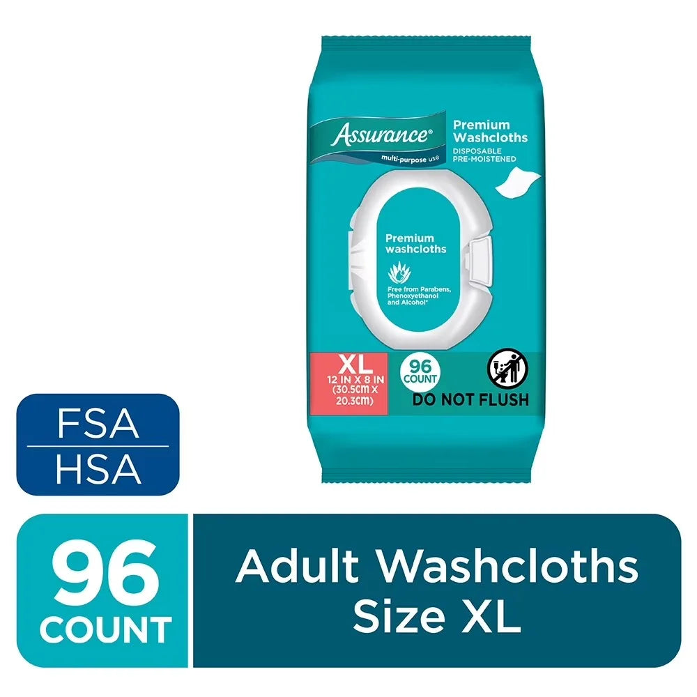 Holiday Bulk Savings | Large Capacity Value Pack Extra Large Disposable Pre-Moistened Washcloths Adult Cleaning Wipes Soft Bulk 96 Count Premium Personal Hygiene Bath Shower Travel Use