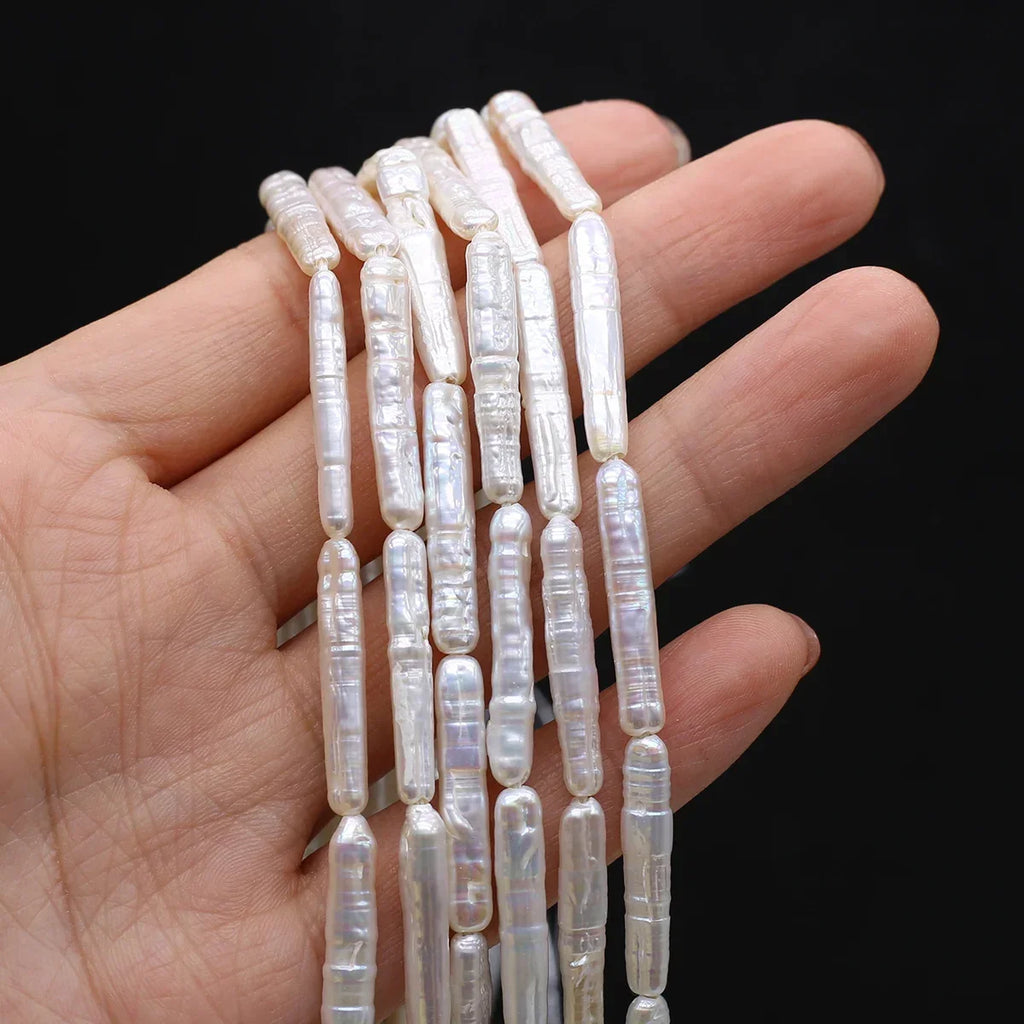 Natural Freshwater Pearl Beaded Long Strip Loose Spacer Beads for Jewelry Making Diy Bracelets Necklaces Accessories 5X20MM