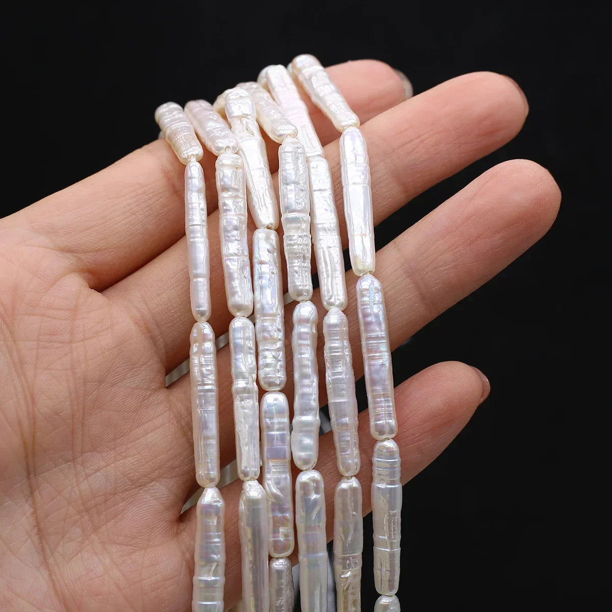 Natural Freshwater Pearl Beaded Long Strip Loose Spacer Beads for Jewelry Making Diy Bracelets Necklaces Accessories 5X20MM