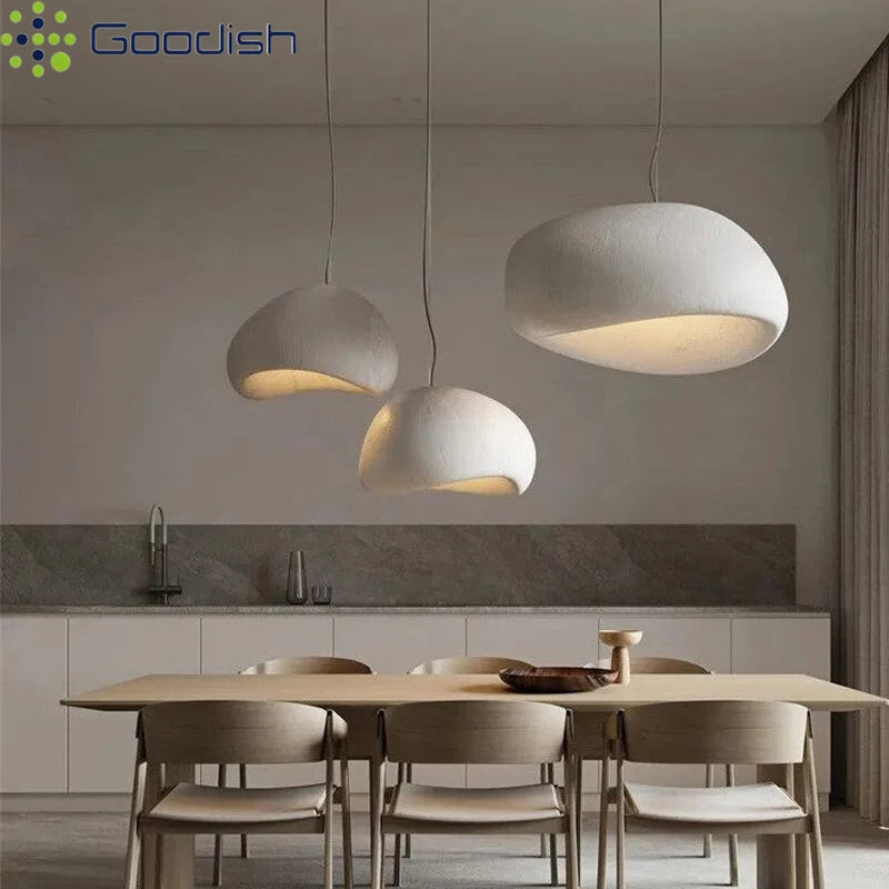 Modern Minimalist Creamy Half Reef Hat Iron LED Pendant Lights Art Hand-Knitted Lamps for Restaurant Home Decoration Chandeliers