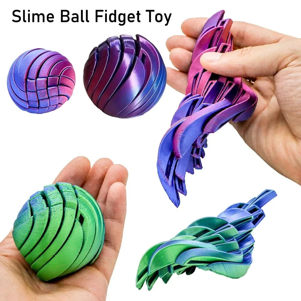 3D Printed Slime Ball Fidget Toy with Gear Design Liquid Flow Twistsphere Anxiety Relief Stress Relief Rotating Ball