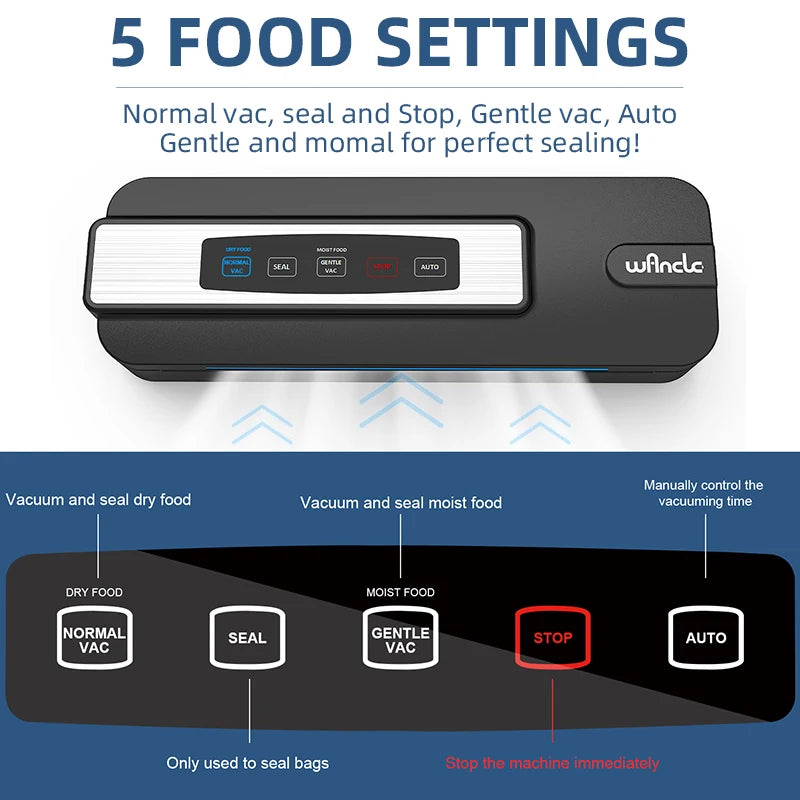 Automatic Food Vacuum Sealer with Preservation Modes Plastic Bag Sealing Machine Food Storage Vacuum Package Machine for Kitchen