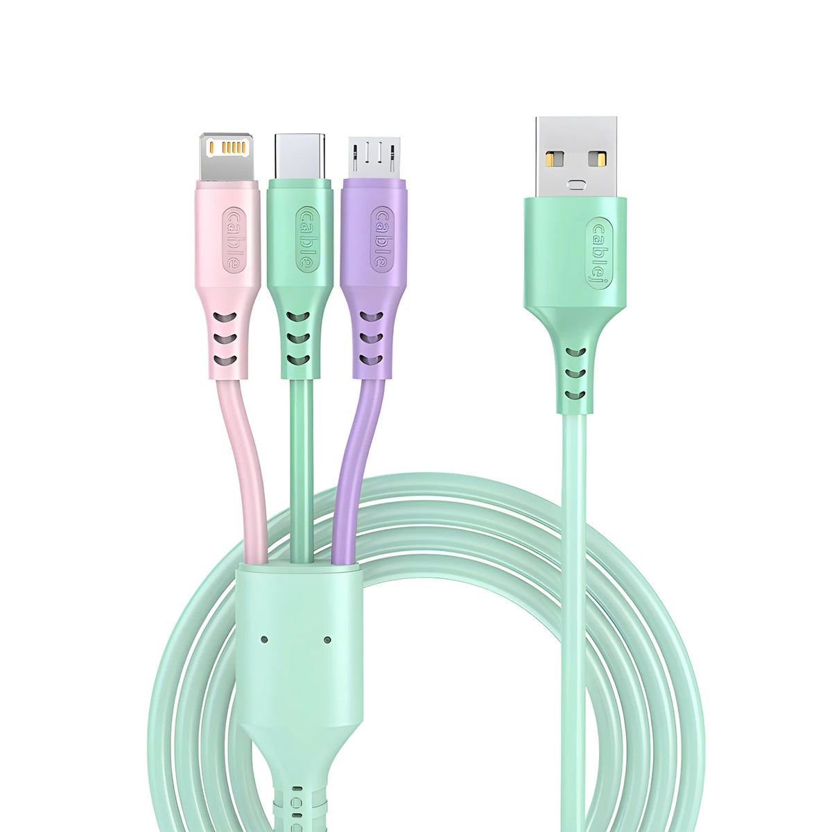 3 in1 Charging Cable Multi Usb Port Multiple Usb Charging Cord Type C Micro Charger Mobile Phone Wire For iPhone 14 13 12 Xiaomi