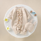 Infant Baby Rompers Knit Newborn Girl Boy Jumpsuit Long Sleeve Autumn Toddler Child Clothes Hat 0-18M Fashion Solid 2PC Overalls