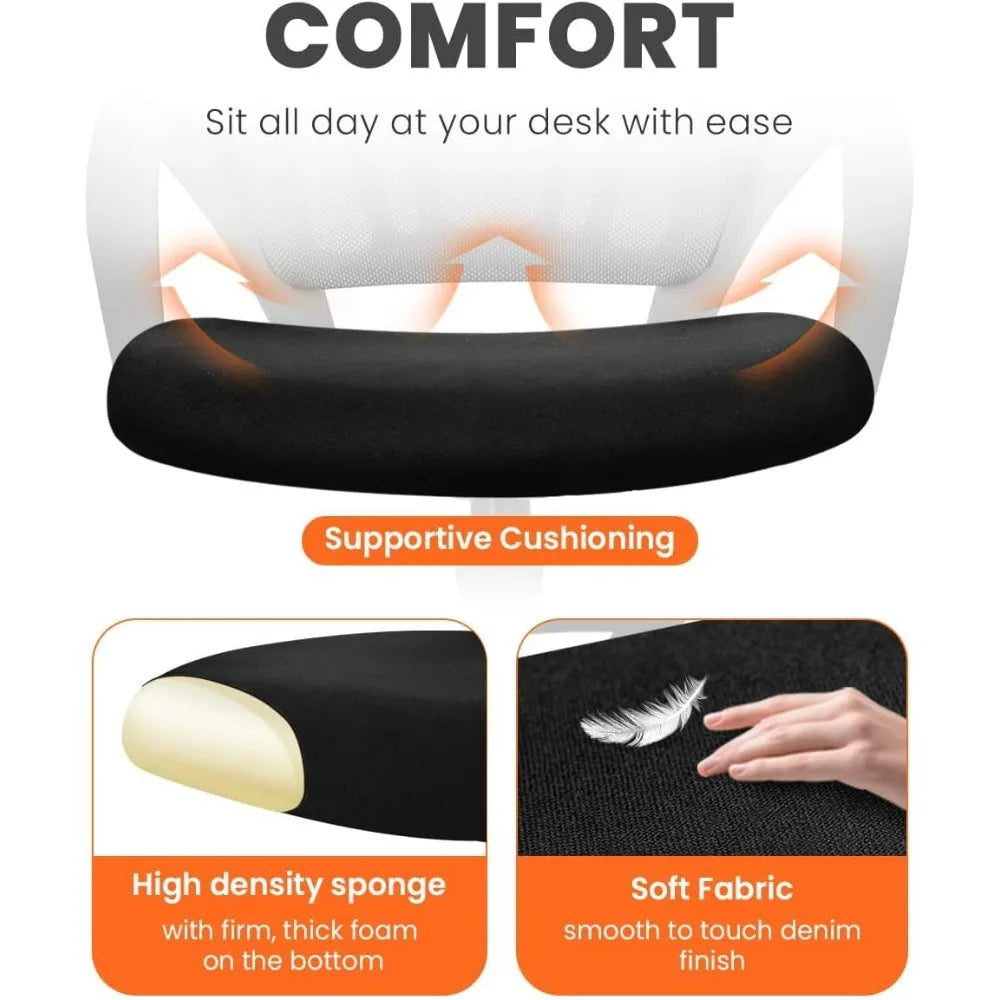Black Mesh Gaming Office Chair Mid Back Lumbar Support Adjustable Height Swivel For Home Computer Desk Task