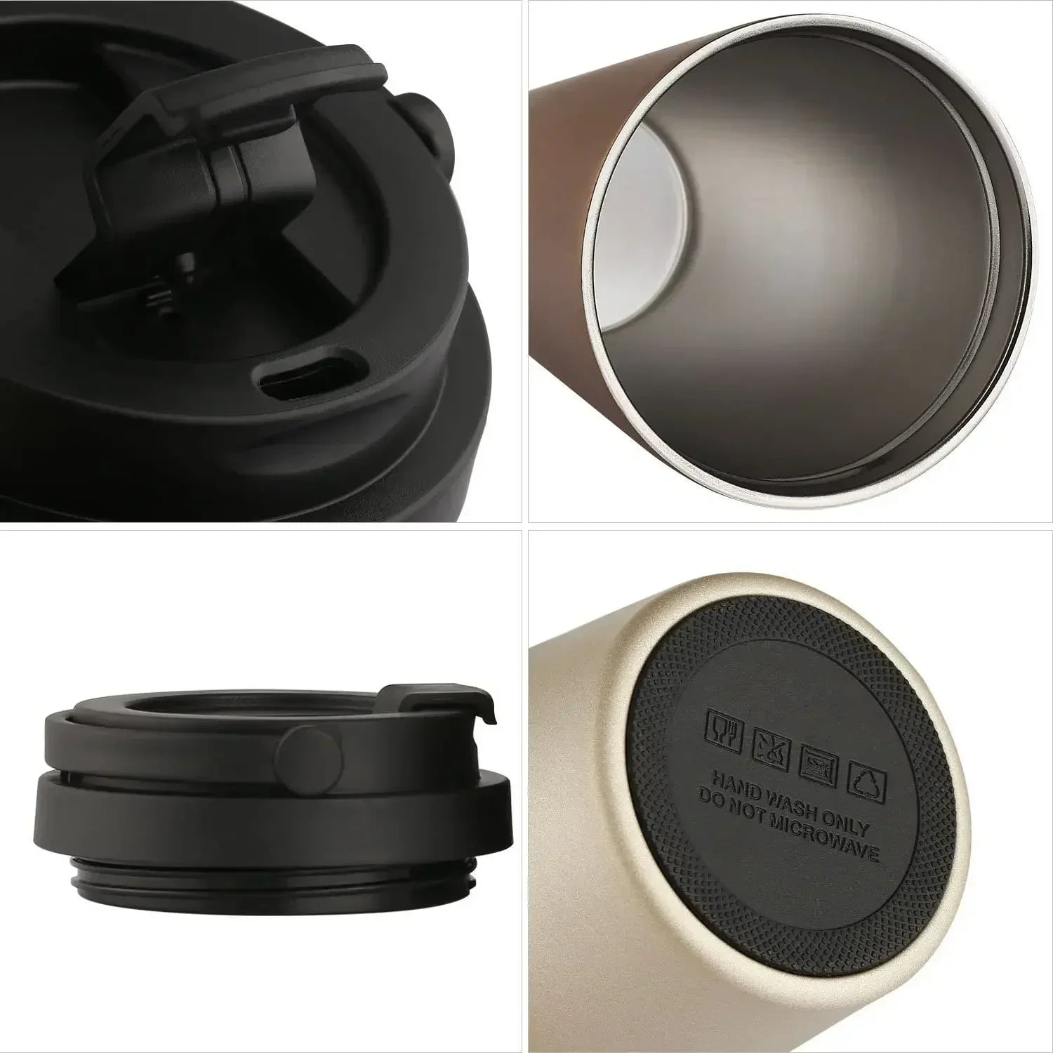 Travel Coffee Cup with Lid and Handle 500ml Insulated Double Wall Leak-Proof Thermos Mug Vacuum Stainless Steel Tea Tumbler