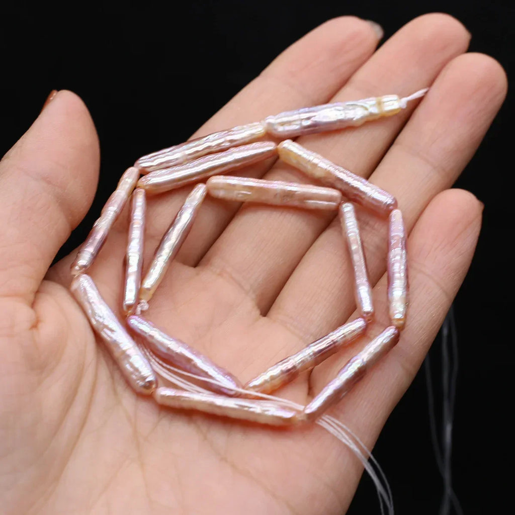Natural Freshwater Pearl Beaded Long Strip Loose Spacer Beads for Jewelry Making Diy Bracelets Necklaces Accessories 5X20MM