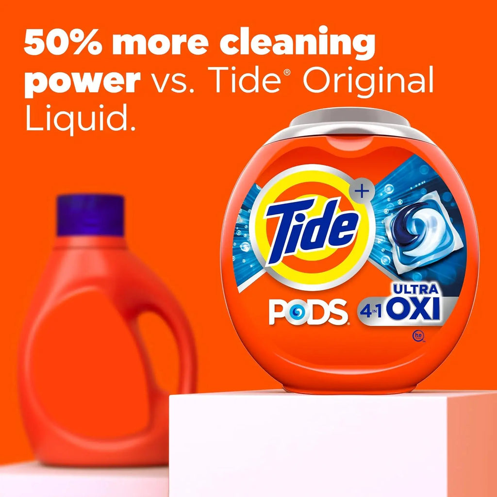 Tide, 4-n-1 Ultra Oxi Pods Laundry Detergent Pacs, HE Compatible, Built in Pre-Treater for Stains, 32 Count