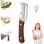 2-in-1 Fruit Potato Peeler with Bottle Opener Stainless Steel Vegetable Peeler with Wooden Handle Kitchen Peeling Tool