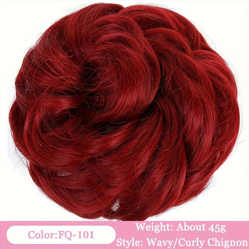 OLACA Synthetic Hair Bun Bands Blonde Black Messy Curly Chignon Donut Updo Scrunchies Fake Hair Pieces For Women Hair Extensions