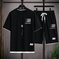 New Trends Men's 2026 Summer Sports Set Fashion Casual T-shirt and Shorts Set Waffle Short Sleeve Shorts Two Piece Sports Set