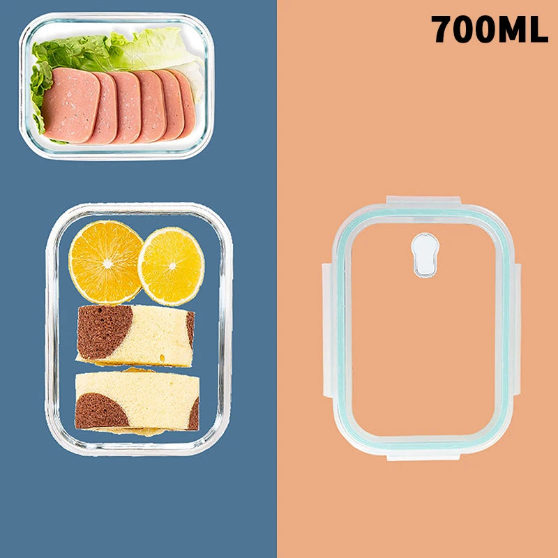 1/2/3 Grids Thickened Leak Proof Microwave Safe Food Crisper High Borosilicate Glass Bento Box With Lids Airtight Lunch Boxes