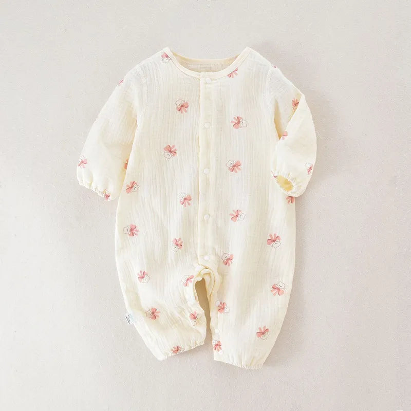 Baby Boys Girls Clothes Newborn Jumpsuit Muslin Cotton Long Sleeve Romper Infant Autumn Spring Clothes 0-2T