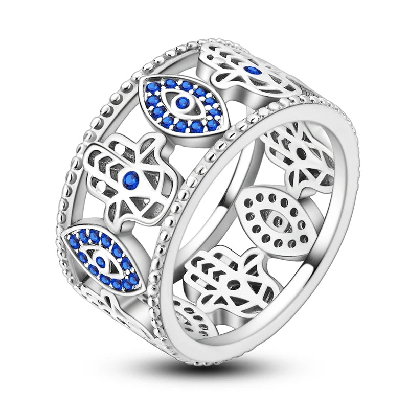 Original 925 Silver Sparkling Zircon Ring Stackable Classic Shine Stone Round Rings For Women Wedding Anniversary Jewelry Gift