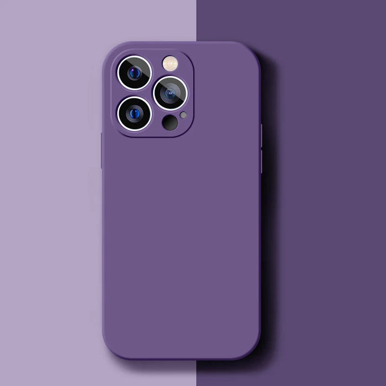 Original Silicone straight edge Case For iPhone 11 12 13 14 15 Pro XS Max XR X 8 7 Shockproof Funda Cover