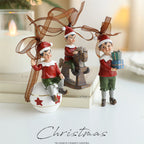 2026 Xmas Tree Pendant Cartoon Painted Santa Claus Elk Bear Christmas Stocking Resin Pendant Christmas Party Decorations 1pc