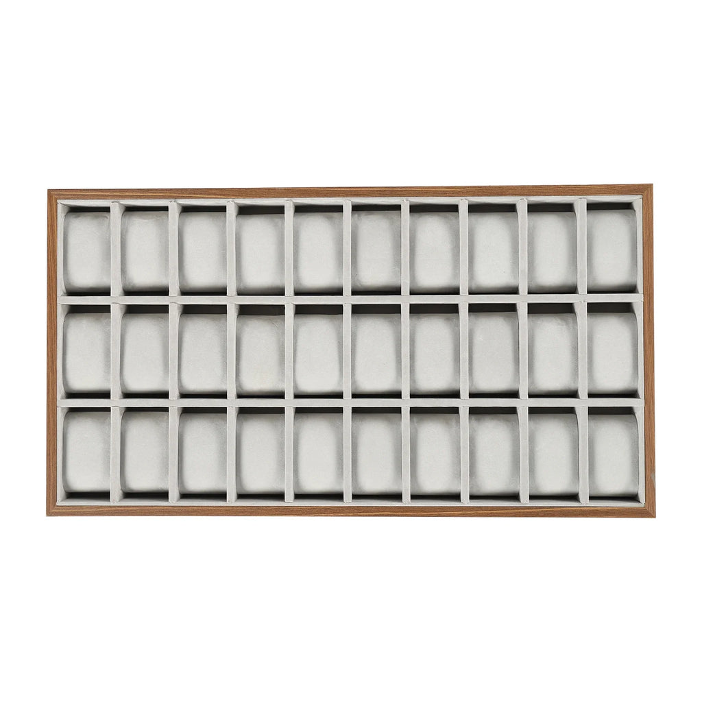 30-Slot Watch Display Box, Suede-Lined Organizer, Jewelry Storage for Watches, Bracelets, Necklaces, Earrings, Rings