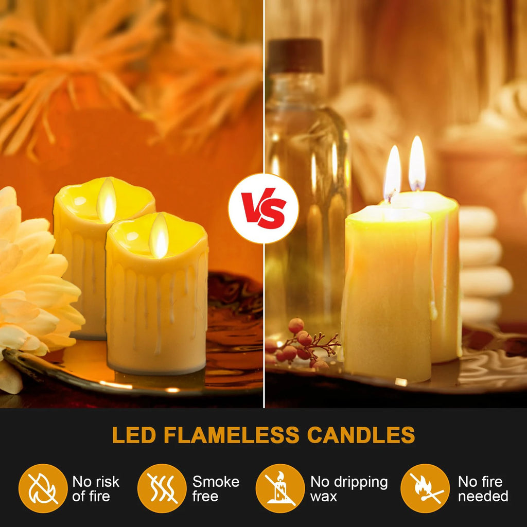 200-10Pcs Flameless Candles Wedding Decor Simulate Dripping LED Candles Flickering Flameless Candles Concert Atmosphere Candles
