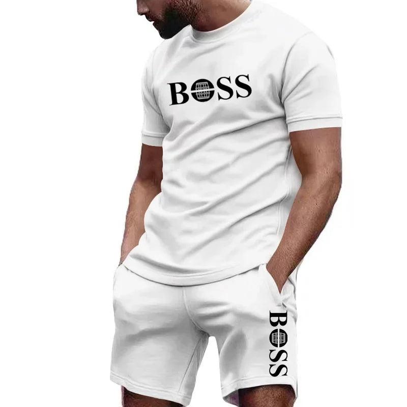 Men's two-piece sportswear short sleeved T-shirt and pants set running and fitness sportswear 2026 summer big discount